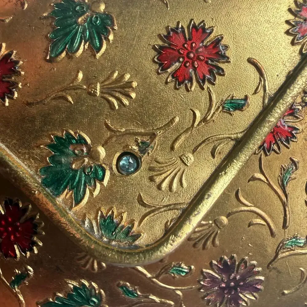 Castelli Roma Italian Floral Enamel Makeup Case